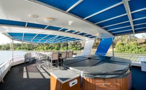 Top deck on Loud Whisper Houseboat moored at Customs House Houseboat Marina